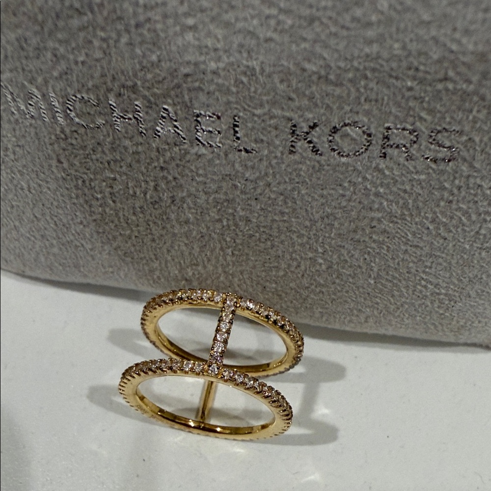 Michael Kors Gold Crystal Double Band Ring